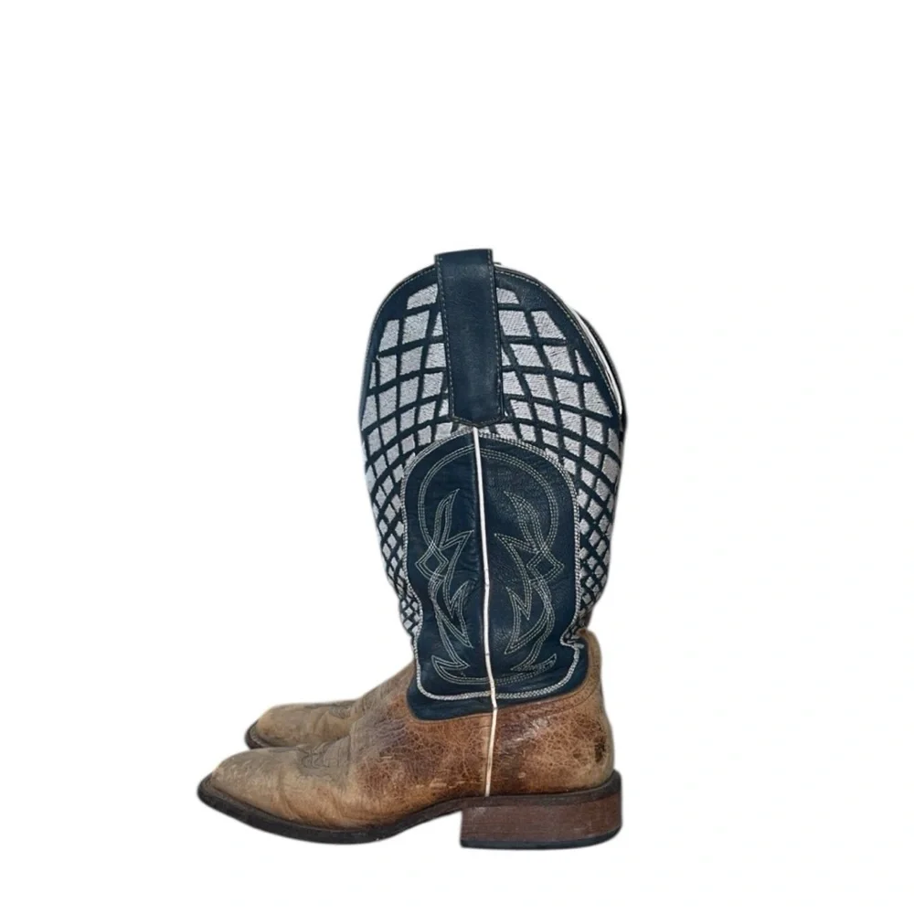 Anderson Bean Horse Power Boys Western Cowboy Blue Boots Size 4‎ - Picture 3 of 8